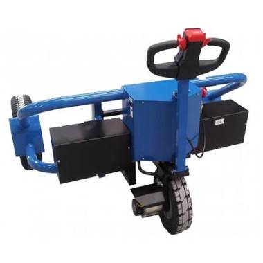 Transpalette tout-terrain électrique : les roues passent de chaque côté de la palette